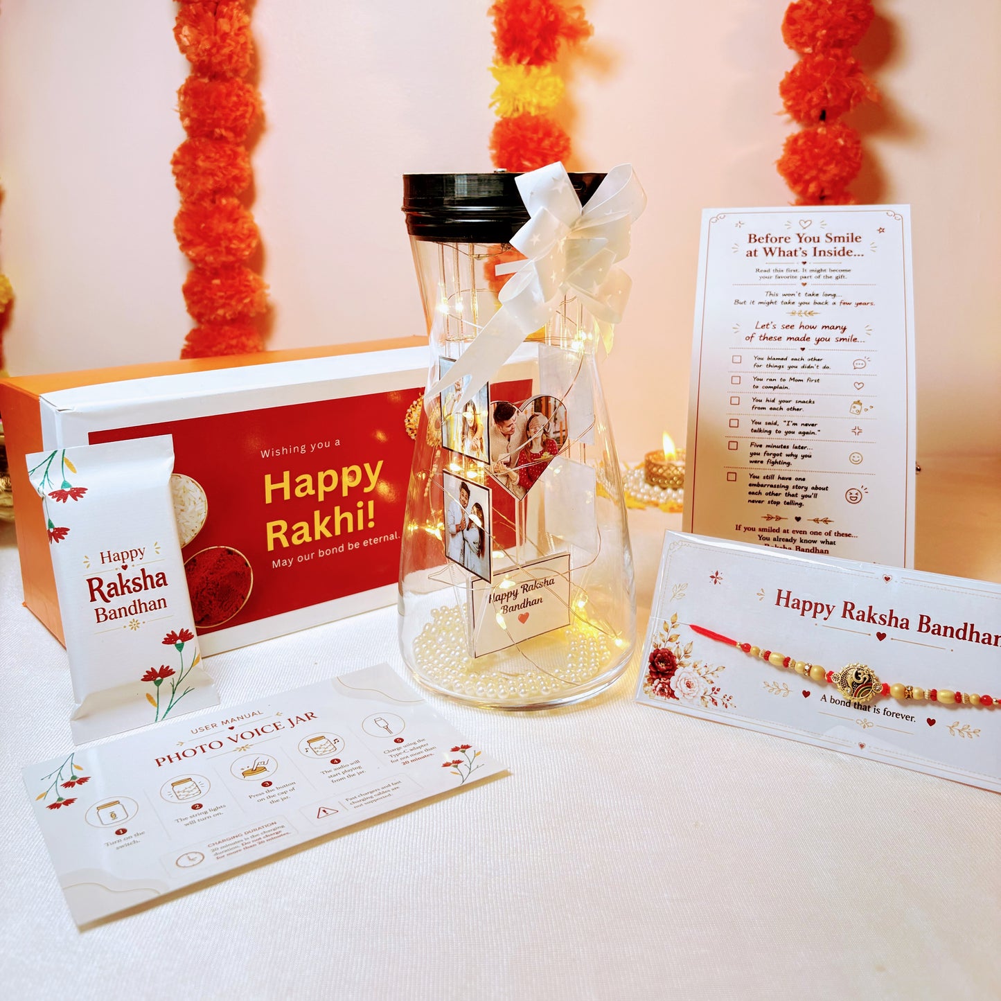 Personalized Photo Voice Jar Raksha Bandhan Gift | Surprise Gift for Brother & Sister