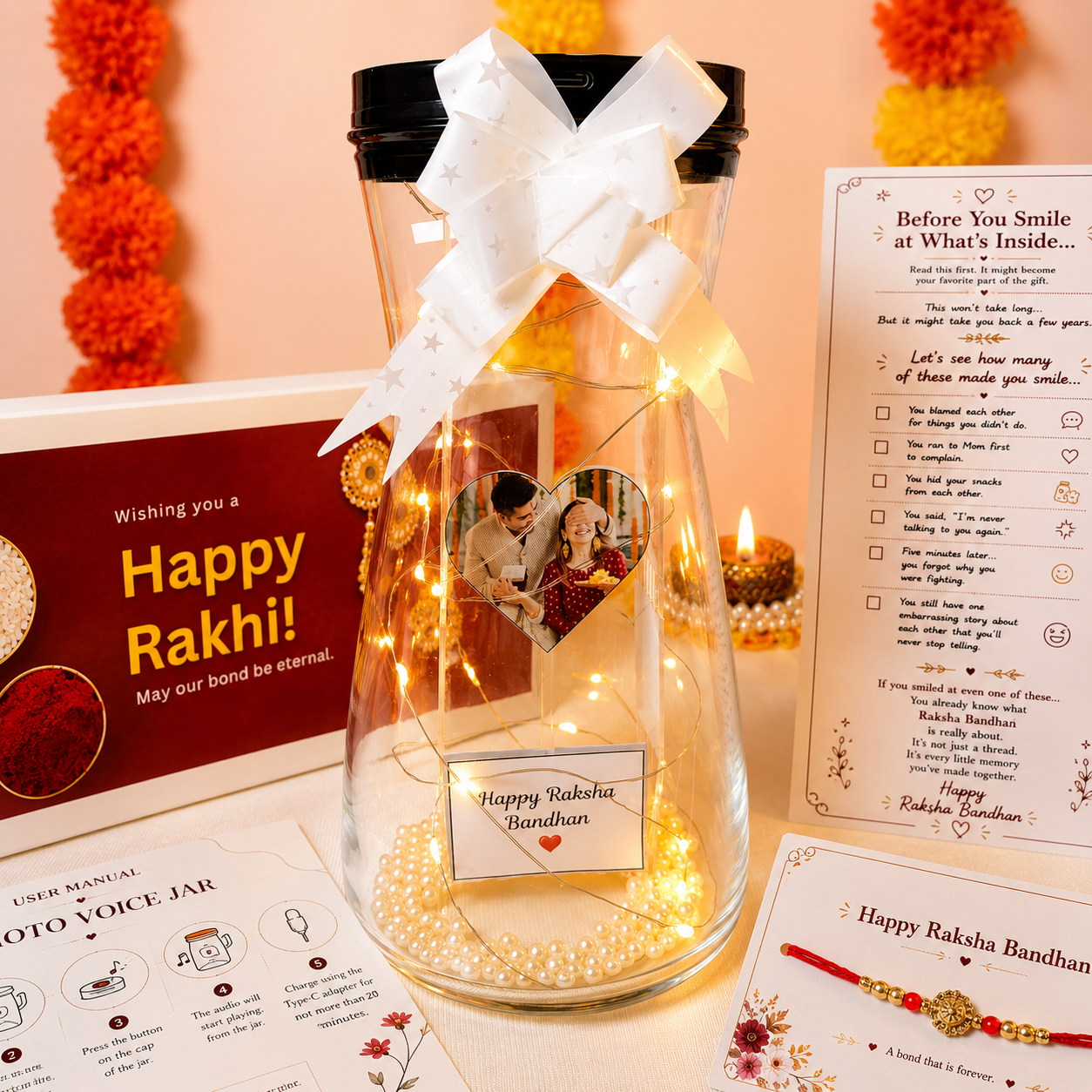Personalized Photo Voice Jar Raksha Bandhan Gift | Surprise Gift for Brother & Sister