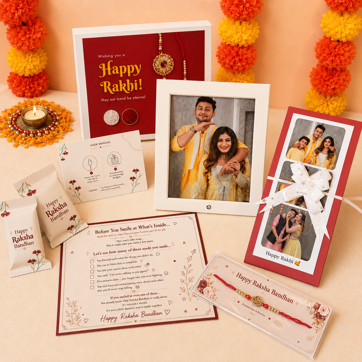 Custom Voice Photo Frame Rakhi Hamper